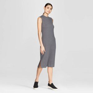 Gray midi bodycon sleeveless tank dress | L